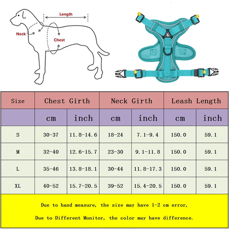 Conjunto de coleira para cães, cinta peitoral ajustável para cães pequenos e médios, colete refletivo para filhotes de cachorro, buldogue francês york