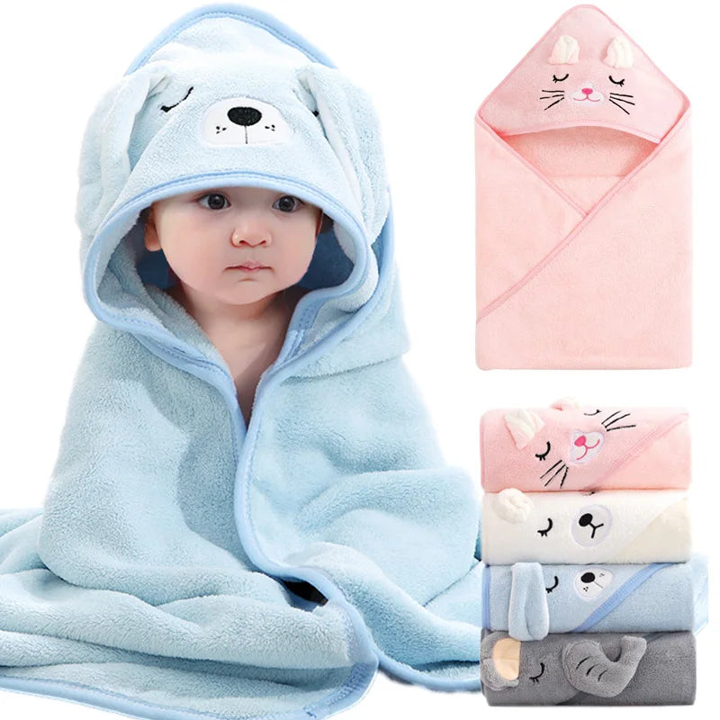 Toalha de banho com capuz animal para bebês, cobertor macio, envoltório Swaddle para dormir quente para meninos e meninas, roupão infantil