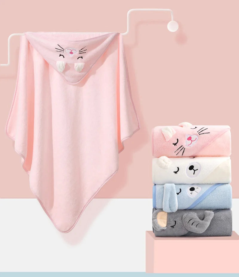 Toalha de banho com capuz animal para bebês, cobertor macio, envoltório Swaddle para dormir quente para meninos e meninas, roupão infantil