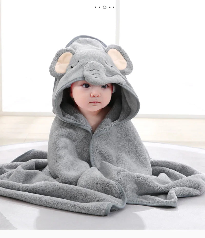 Toalha de banho com capuz animal para bebês, cobertor macio, envoltório Swaddle para dormir quente para meninos e meninas, roupão infantil